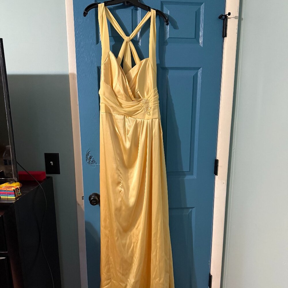 Yellow low back formal dress